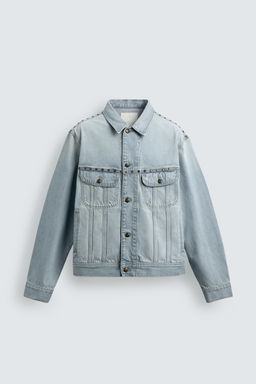 CAZADORA DENIM RELAXED FIT TACHAS MET?LICAS / Azul claro - Zara фото 8