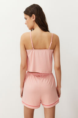 Trendyolmilla Siyah Biye Detayl? Ip Ask?l? Viskon Sortlu Orme Pijama Tak?m? THMSS24PT00004 фото 19