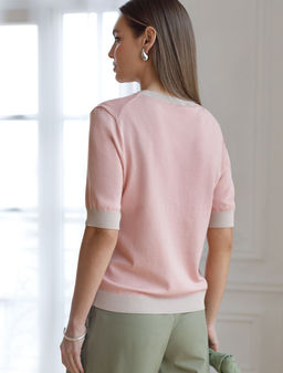 Джемпер с коротким рукавом тонкой вязки из вискозы с люрексом