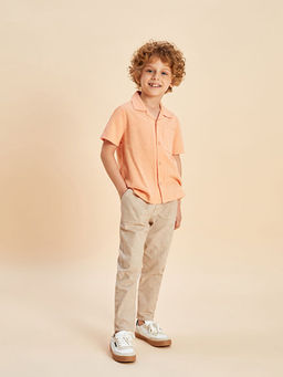 Beli Lastikli Erkek ?ocuk Keten G?r?n?ml? Pantolon