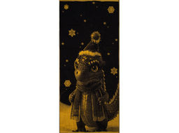 6с102.411ж1 Новогодний дракоша (черн.зол.) Полотенце махровое 67х150см