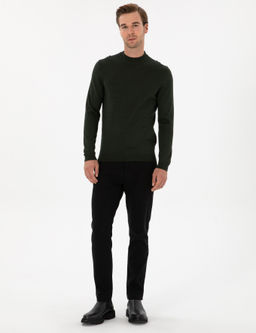 Siyah Slim Fit Pamuk Kar___ml_ Kanvas Pantolon