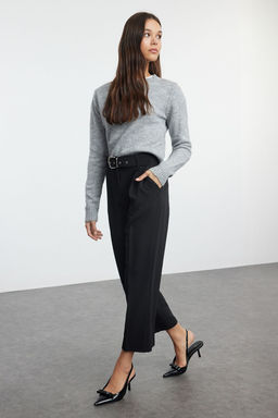 TRENDYOLMILLA Siyah Kemerli Bilek Boy Dokuma Kumas Pantolon TWOAW25PL00043 фото 2