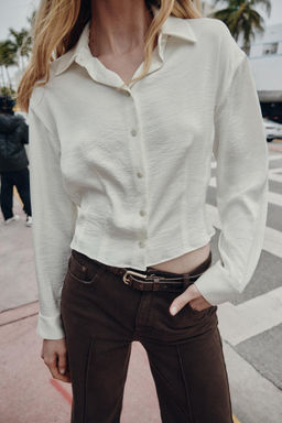 FITTED WAIST SATIN SHIRT - Zara фото 3