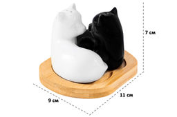 Набор д/специй 2 пр. 11*9*7 см Кошки черно-белые на деревянной подставке - Elan gallery фото 11