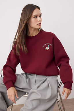 TRENDYOLMILLA Tas Animal Nak?sl? Regular/Normal Kal?p Kal?n Ici Polarl? Orme Sweatshirt TWOAW24SW00196  фото 18