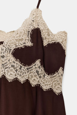 TOP LENCERO ENCAJE ZW COLLECTION / Marr?n - Zara фото 9