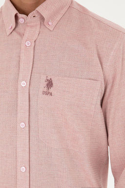 U. S. Polo Assn / Мужская рубашка лососевого цвета с длинным рукавом - U.s. polo assn фото 14