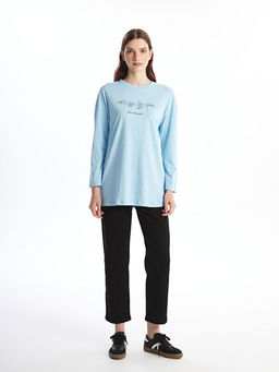 Bisiklet Yaka Bask?l? Kad?n Tunik