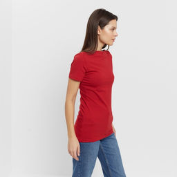 Футболка женская с вырезом лодочка MINAKU: Basic line, красная, размер 46