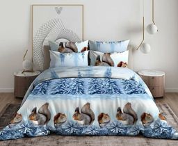 КПБ Белочки-голуб. бязь хлопок 100% Семейный