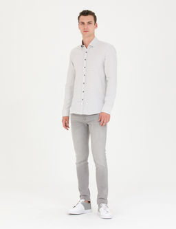 A__k Gri Slim Fit Uzun Kollu G_mlek