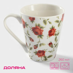 Кружка Доляна «Цветочный принт», 260 мл, фарфор, белая
