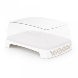 Масленка пластмассовая Эстетика 14,5х10,5х7см, прозрачная крышка, бело-бежевый (Россия)