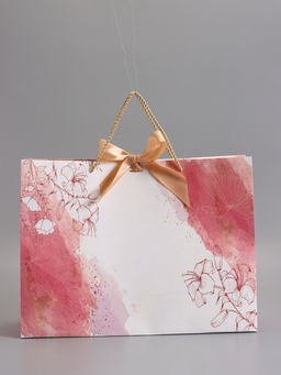 Пакет подарочный ламинированный «Мрамор», розовый с белым, с бантиком, 43×32×14 см