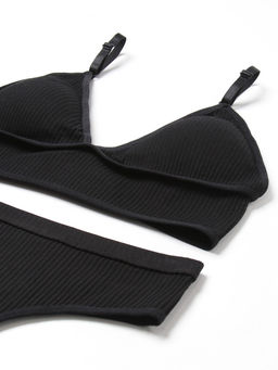 Комплект нижнего белья женский (топ, трусы) Collorista, чёрный, размер 46-48