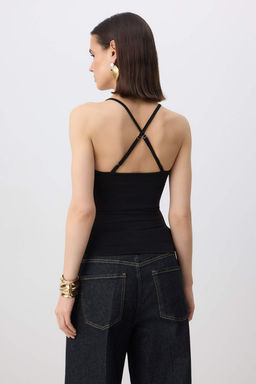 Siyah Aksesuar Detayl? Dekolteli Party Bluz TPRSS26BZ00041 - Trendyolmilla фото 4