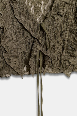 SHORT LACE JACKET WITH RUFFLES - Zara фото 6