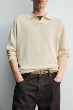 POLO PUNTO C??AMO - ALGOD?N / Beige claro - Zara фото 6