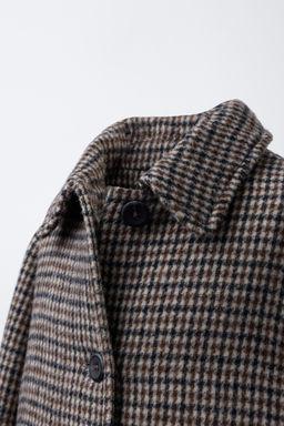 LONG CHECKED WOOL COAT - Zara фото 5