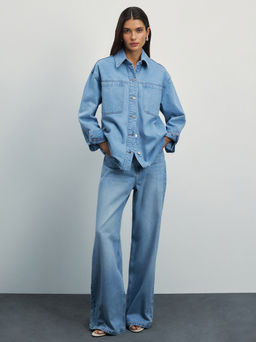 Джинсовая рубашка с карманами / Zarina  фото 2