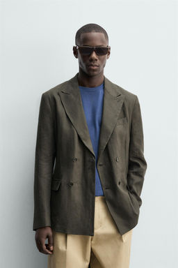 BLAZER CRUZADA 100% LINO / Khaki - Zara фото 2