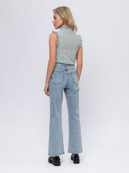 Блуза мятного цвета с принтом и рюшами - 1001dress фото 3