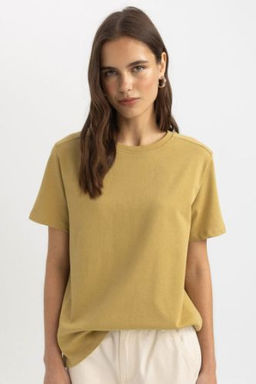 Regular Fit Bisiklet Yaka Premium Basic Duz K?sa Kollu Tisort