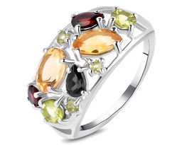 Кольцо, гранат , перидот , цитрин, Венеция