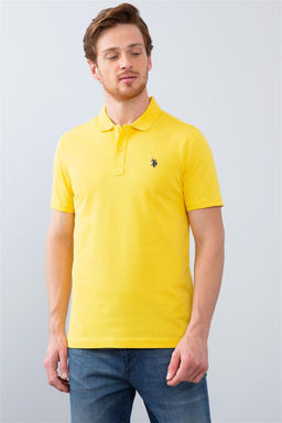 Мужская желтая базовая футболка с воротником-поло Неожиданная скидка в корзине - U.s. polo assn фото 2