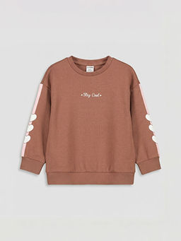 Kalp ve Yaz? Bask?l? K?z ?ocuk Sweatshirt