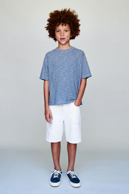 BERMUDA DENIM STRAIGHT ROTOS / Blanco