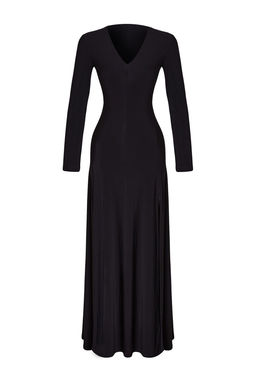 TRENDYOLMILLA Limited Edition Siyah V Yaka Skater/Belden Ac?lan Esnek Maxi Orme Elbise TWOAW25EL00299 фото 5