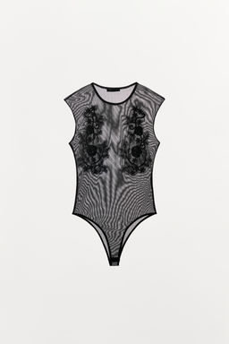 BODY TUL BORDADOS / Negro - Zara фото 4