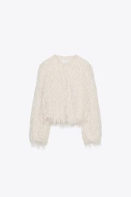 FEATHER FRINGE METALLIC THREAD JACKET - Zara фото 7