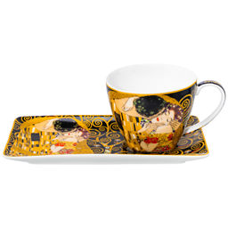 Чашка с блюдцем д/десерта 250 мл 20*10*2 см "Поцелуй на черном", фарфор NEW BONE CHINA