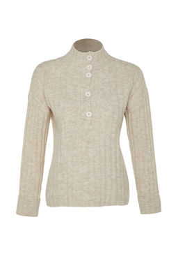 Sar? Genis Kal?p Yumusak Dokulu Dik Yaka Triko Kazak TWOAW21KZ0783 - Trendyolmilla фото 11