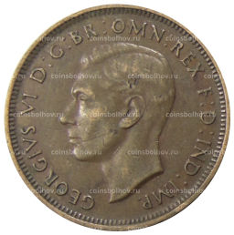 Монета 1/2 пенни 1938 года Австралия