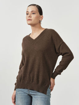 Джемпер из пуха яка 02056 коричневый