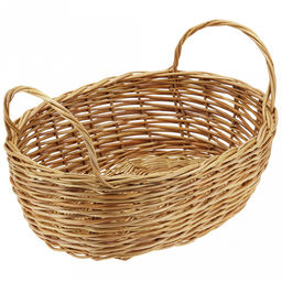 Корзинка плетеная №1 30х22х9см, овальная, глубокая, дно и стенки из ивовой лозы, с ручками, ручное плетение (Россия)