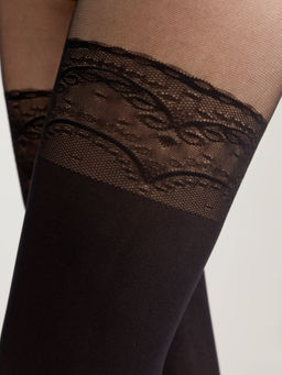 Колготки фантазийные CONTE Колготки с имитацией ажурных чулок DELIGHT nero - Conte elegant фото 3