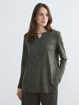 Bisiklet Yaka Desenli Bluz