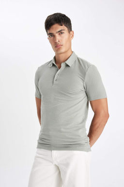 Slim Fit Dar Kesim Pamuklu K?sa Kollu Polo Tisort - Defacto фото 5