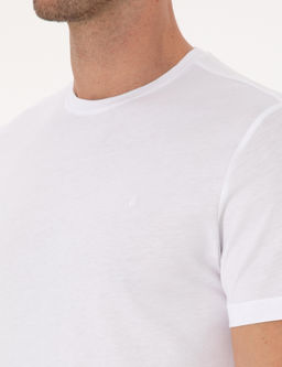 Beyaz Slim Fit %100 Pamuk Bisiklet Yaka Basic T-shirt - Cacharel фото 7