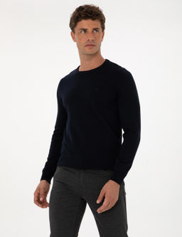 Lacivert Slim Fit Bisiklet Yaka Basic Triko Kazak - Pierre cardin фото 3