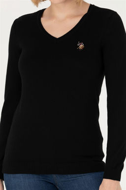 Женский черный базовый свитер с v-образным вырезом Неожиданная скидка в корзине - U.s. polo assn фото 6