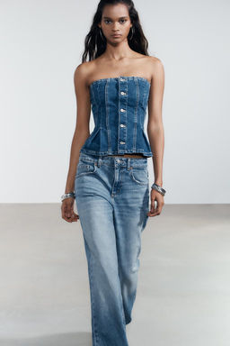 TRF MID-WAIST WIDE-LEG JEANS - Zara фото 5