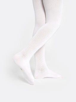 Цена за 3 пары! Колготки детские белого цвета с рисунком в виде диагональной сетки - Mark formelle фото 4