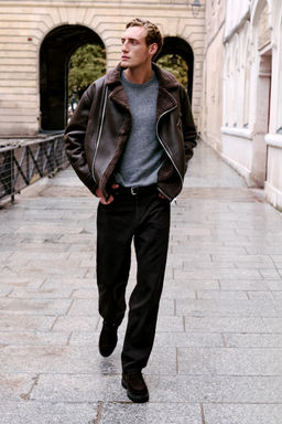 Siyah Regular Fit Suni Deri %100 PU Ici Polarl? Kal?n K?sl?k Erkek Mont TMNAW26MO00005 - Trendyolmilla фото 15