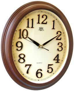 Настенные часы Mirron овальные темно коричневые P2985BBDB